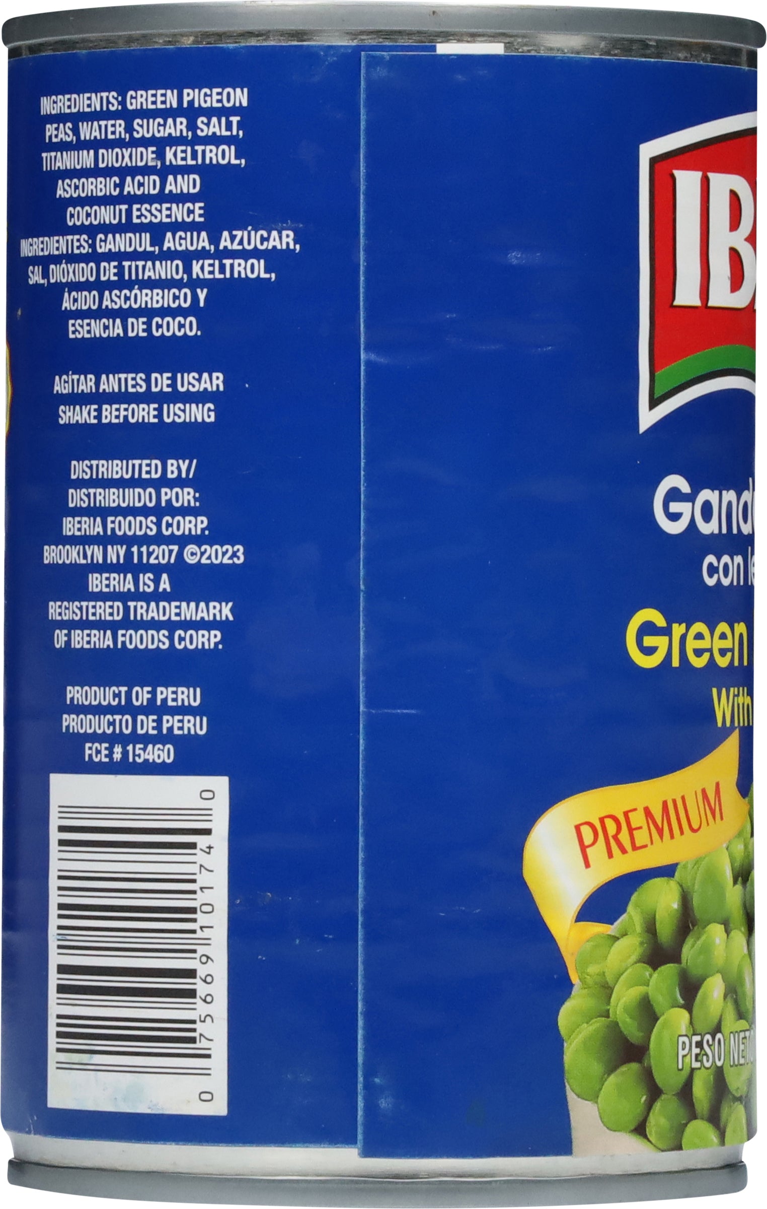 Iberia Green Pigeon Peas with Coco 15 oz