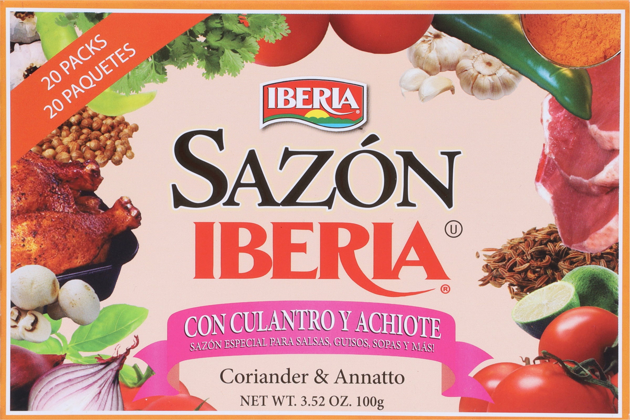 Iberia Sazon with Coriander & Annatto - 20 ct 3.52 oz