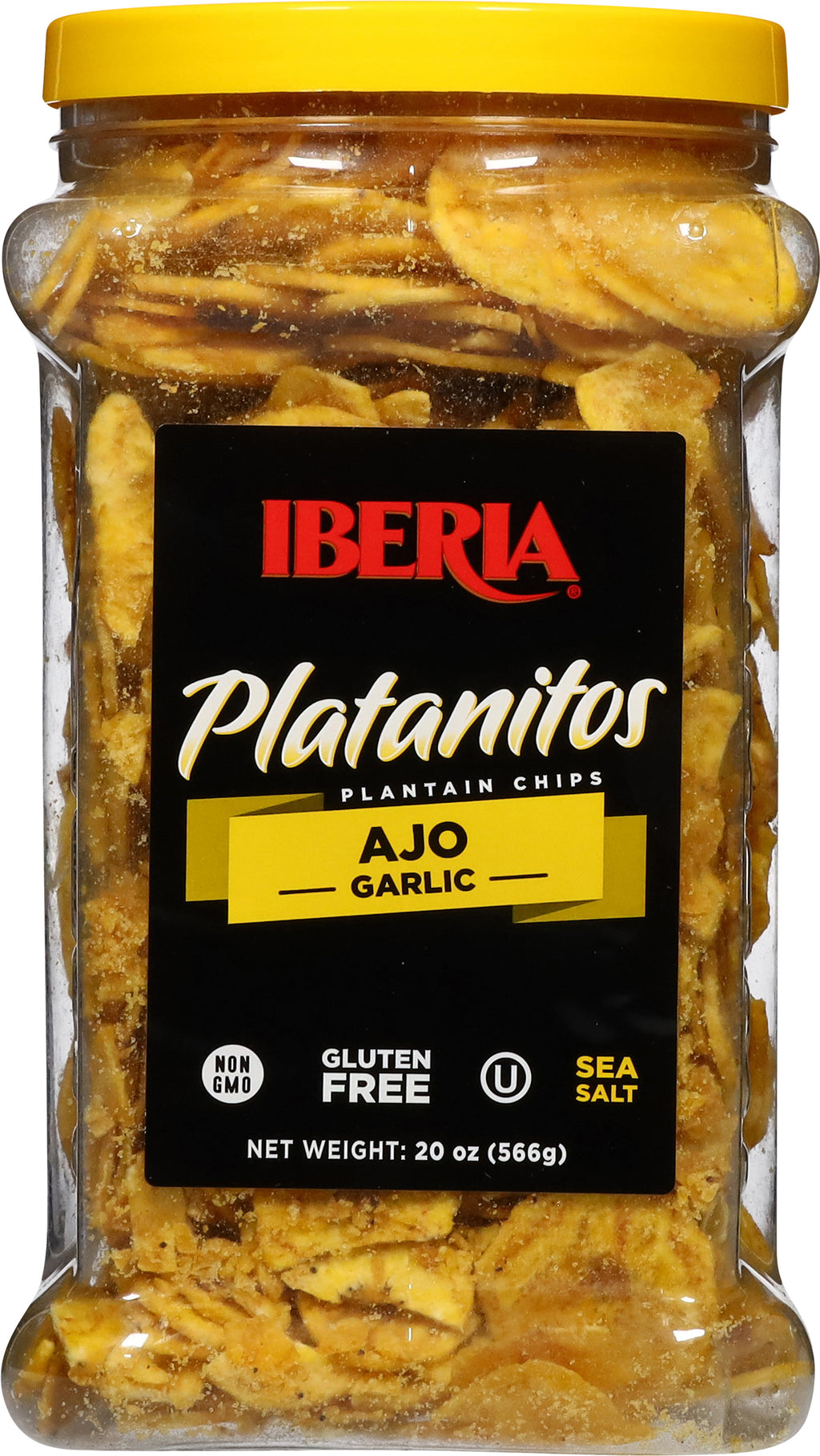 Iberia Plantain Chips Garlic (Jar) 20 oz